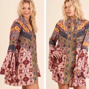 Umgee Boho Bell sleeve dress
